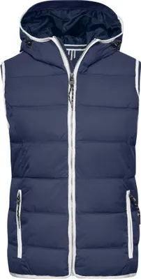 Produktbild von Modische Steppweste mit angeschnittener Kapuze navy/white, Gr. S