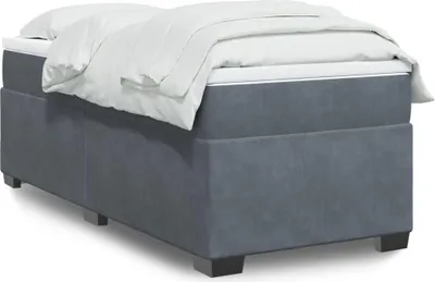 Image de vidaXL Lit boxspring avec matelas gris foncé 100x200 cm velours