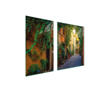 Immagine prodotto di Piastre copri fornelli 2 pezzi 100x52 Vetroceramica copri piano cottura tagliere vetro vicolo case a schiera