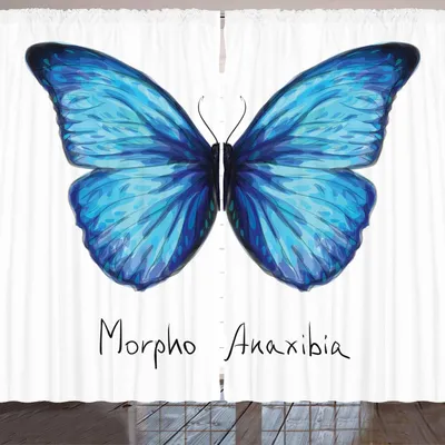 Produktbild von ARANDE Schmetterling Gardine, Aquarell Art Abstrakt Morpho Anaxibia Insekt Zoologisch, 280 x 175 cm, Blassblau Indigo