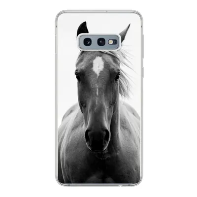 Produktbild von MuchoWow® Handyhülle Schutzhülle Hülle für Samsung Galaxy S10e Pferd - Schwarz - Weiß - Porträt Silikon Softcase Handy Hülle - Handy