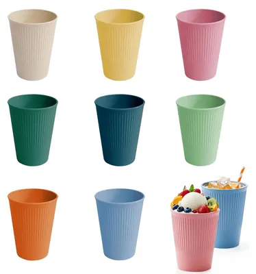 Bunte Trinkbecher aus Kunststoff, 8 Stück, 325 ml, unzerbrechlich