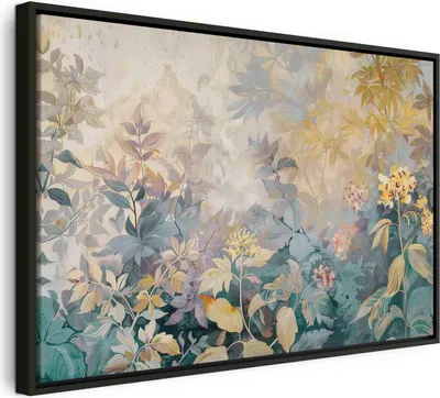 Produktbild von Italienischer Leinwand Leinwandbild - Tapestry Pattern with a Meadow and Flowers Kilim with a Spring Motif 90x60 cm Blumen b-H-10012-b-a