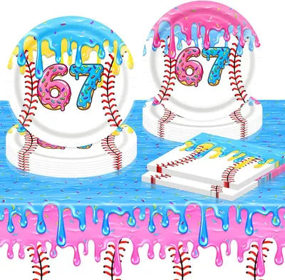 Produktbild von Geburtstagsparty Geschirrset 51 Stück, für Kindergeburtstag, 18 cm und 23 cm, Papier