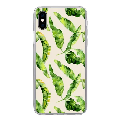 Produktbild von MuchoWow® Handyhülle Schutzhülle Hülle für iPhone Xs Blatt - Tropisch - Muster Silikon Softcase Handy Hülle - Handytasche