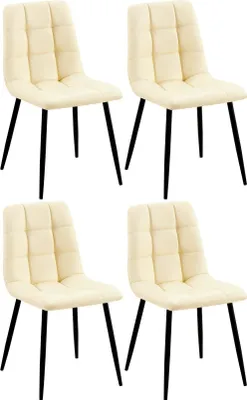 Immagine prodotto di set di 4 sedie da pranzo - Pelle finta - Design di facile manutenzione | Colore: crema