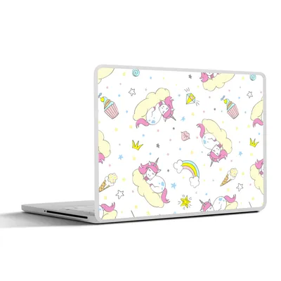 Produktbild von MuchoWow® Laptop Aufkleber Sticker Cover Einhorn - Muster - Regenbogen 30x22 cm - Laptop-Sticker