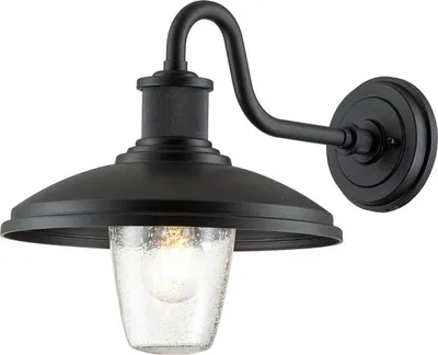 Produktbild von Außenleuchte Wand Glas Aluminium IP44 33,1 cm hoch Schwarz Maritim Außenlampe