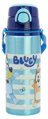Produktbild von Wiederverwendbare Popup-Flasche aus Aluminium mit Schultergurt 730 ml | BLUEY