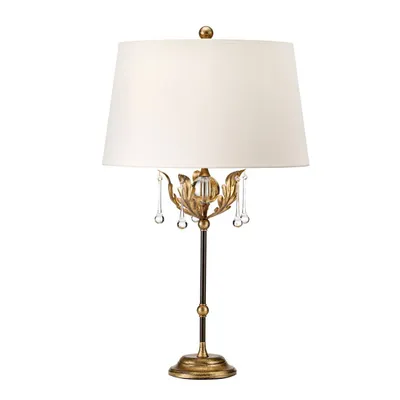 Zdjęcie produktu dla Lampa stołowa z abażurem Amarilli złoto-biała 1xE27x60W tkanina wym:72x43x19cm IP20 Elstead