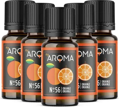 Produktbild von myAROMA flavour drops – Orange 5x10ml, zucker- und kalorienfreie Aromatropfen, vegan, ohne künstliche Farbstoffe für Küche und Getränke, Nr. 56