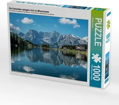 Produktbild von CALVENDO Puzzle Die Dolomiten spiegeln sich im Misurinasee | 1000 Teile Lege-Größe 64x48cm Foto-Puzzle für glückliche Stunden