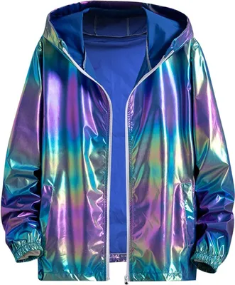 Obrázek produktu pro ASKSA Pánská bunda s flitry Metallic Nightclub Jacket Casual Zip Transition Jacket Casual Sweat Jacket Lightweight Glossy Jacket Bomber Jacket,Dark Blue,XXL