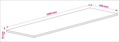 Obrázek produktu pro Horní deska pro koupelnovou skříňku, barva: bílá, rozměry: 180 x 45 x 1,6 cm