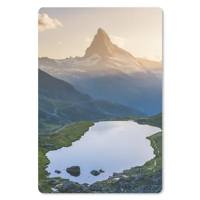 Produktbild von MuchoWow® Mauspad Mousepad Matterhorn und Stellisee bei Sonnenuntergang im Wallis, Schweiz 18x27 cm - Mousepads - Maus Mat - Pad - Mausunterlage