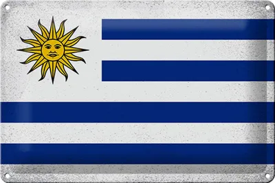 Produktbild von Blechschild Flagge Uruguay 30x20cm Flag of Uruguay Vintage