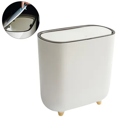 Produktbild von Badezimmer-Mülleimer mit Pop-Up-Deckel, eckig, PP – Hygieneeimer für Bad, Küche, Büro & Schlafzimmer