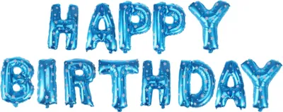 Image de Ballon en plastique Happy Birthday Guirlande, bleu avec des étoiles, environ 40 cm