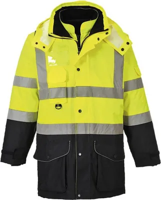Produktbild von Hochsichtbarer 7-in-1 Verkehrs-Parka Kontrastfarbe: Gelb/Navy Größe S - Portwest
