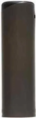 A dark brown cylindrical object, likely a perfume bottle or atomizer, is shown against a light gray background.