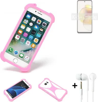 Produktbild von K-S-Trade Bumper + Kopfhörer kompatibel mit Motorola Moto G73 5G Handy Hülle Schutzhülle Silikon Schutz Hülle Cover Case Silikoncase Silikonbumper
