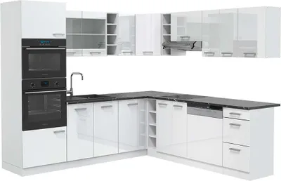Produktbild von Eckküche Vicco R-Line Weiß Hochglanz 247 x 60 cm , AP Anthrazit, Model 42206