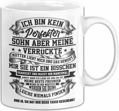 Produktbild von Geschenk Für Sohn Von Mutter Geschenkidee Tasse Für Sohn Lustiger Spruch Ich Bin Kein Perfekter Sohn (Weiß)