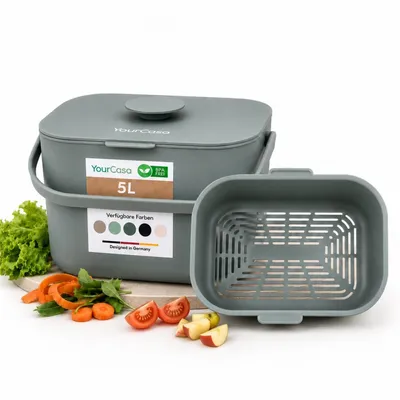 Produktbild von YourCasa Biomülleimer Küche 5L - Komposteimer für alltäglichen Biomüll Spülmaschinenfest mit Sieb & ergonomischen Griff Mint