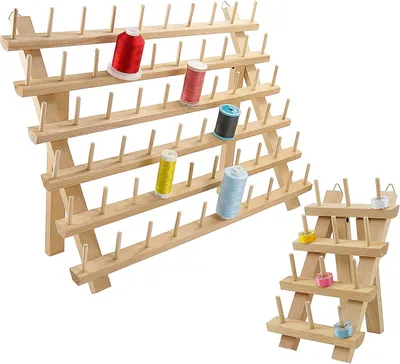 Produktbild von Holz Garnrollen Organizer - 60 Spulen + 12 Spulen - Nähen und Quilten