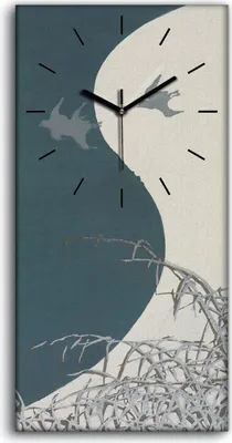 Produktbild von Wandbild Leinwand Bilder mit Uhr 30x60 Gemälde Fluss Winter Schnee Vögel Kunst - schwarze Hände