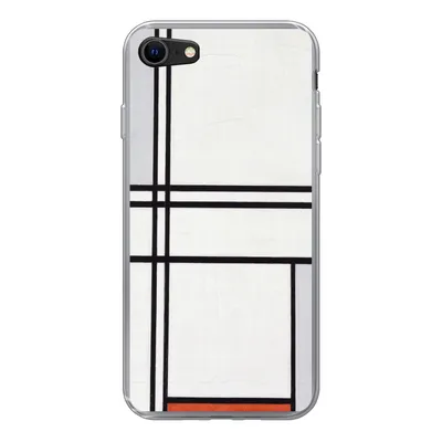 Produktbild von MuchoWow® Handyhülle Schutzhülle Hülle für iPhone SE 2022 Komposition 1 mit Rot und Grau - Piet Mondrian Silikon Softcase Handy Hülle - Schutzhülle