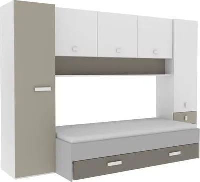 Produktbild von Kinder-Rollbett mit mehreren Stauräumen – Weiß/Ton – 90 x 200 cm – TIDY