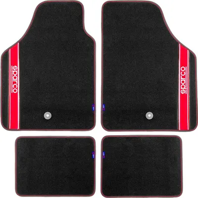 Produktbild von SPARCO Fußmatten Automatten Universal Schwarz Rot Autoteppich Alwettermatten 4x