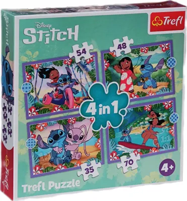 Zdjęcie produktu dla Trefl Puzzle 4w1 Lilo & Stitch Szalony dzień, 54 szt., Kreskówki, 4 lat(a)
