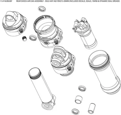 Produktbild von Air Can Assembly RockShox RearShox(2021) SoloAir,185/210x47.5-55mm,SIDLUXE A1