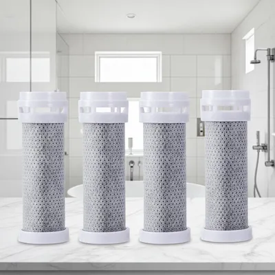 Produktbild von Ersatz-Wasserfilter für 3-in-1-Duschkopf, 4er-Set - Premium Filter zur Reduktion von Chlor, Fluorid & Bakterien - Für weicheres Wasser, Haut & Haar