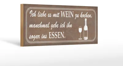 Produktbild von Holzschild Spruch 27x10cm ich liebe es mit Wein zu kochen