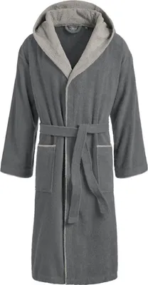 Immagine prodotto di Egeria Cairo accappatoio sauna con cappuccio per donna e uomo 072/055 grigio scuro/grigio chiaro taglia M, 100% cotone, peso: 360 g/m²