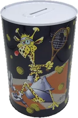 Produktbild von Spardose für Kinder aus Blech mit Tennis Spieler Sportmotiv