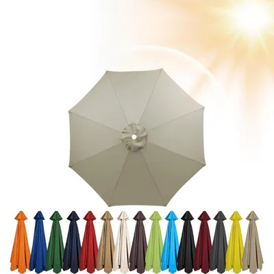 Image de Housse de remplacement pour parasol, diamètre 250 cm, 8 baleines, couleur taupe, protection UV 50, résistant au vent