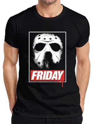 Imagen del producto de Camiseta para hombre, estilo retro grunge, con diseño de la máscara de hockey de Jason Voorhees de "Viernes 13", con motivos de terror y sangre. Color: . Talla: 3XL