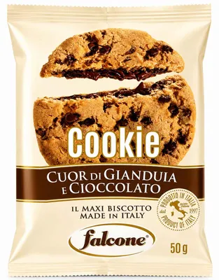 Produktbild von falcone American Cookie Cuor di Gianduia e Cioccolato 50g, KI-generiertes Bild