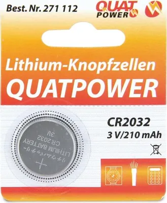 Immagine prodotto di QUATPOWER cella a bottone, CR2032, litio, 3 V, 210 mAh, 1 pz.