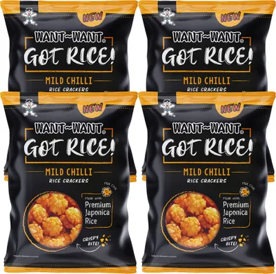 Image de Want Want Original Got Rice Japonica Crisps Crackers de riz 85g paquet de 4