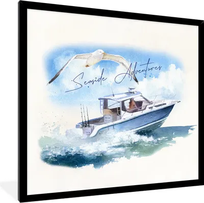 Produktbild von MuchoWow® MuchoWow® Gerahmtes Poster Boot - Vogel - Wasser - Meer 40x40 cm - Poster mit zchwarzem Bilderrahmen - Mit Rahmen - Wanddekoration Schlafzimmer