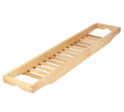 Imagen del producto de Estante multifuncional de bambú para bañera, con espacio para vino, libros, almacenamiento y organizador para el baño