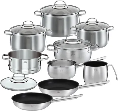 Produktbild von RÖSLE Topf-Set ELEGANCE Topfset,Edelstahl 18/10+Glasdeckel,induktionsgeeignet,Silber, Cromargan® Edelstahl Rostfrei 18/10 (Töpfeset, Induktionstöpfe)