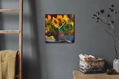 Produktbild von Coloray Hodiny Unikátní 30x30 cm  Tiché hodiny Pro obývací pokoj a kuchyň Nástěnné hodiny Plátno Bílé ručičky hodin - Sázet květiny