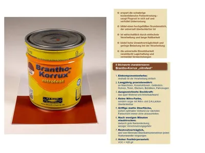 Produktbild von Brantho Korrux nitrofest Rostschutzfarbe RAL 3009 rotbraun 750ml Metallschutzfarbe matt