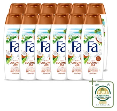 Produktbild von 12 x Fa Douchegel Coconut Milk - hydratierend und pflegend - 250 ml - Vorratspackung - 12 Stücke